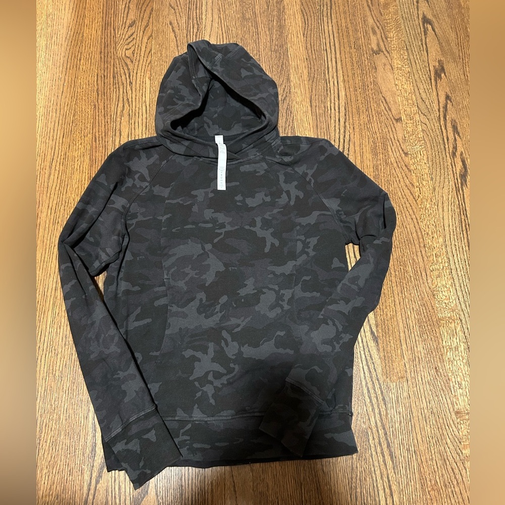 Lululemon Camo Hoodie Sz 4 Black Gray Pullover Athletic Sweatshirt